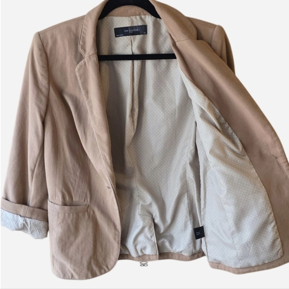 Women's Tan Blazer The Limited With Polka Dots - Picture 4 of 8
